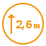 Unit height of 2.60m. A 10m² unit has a volume of 26m³