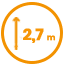 Unit height 2.70 m. A 10 m² unit has a volume of 27 m3