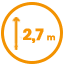 Height of the unit 2.70 m. A 10 m² unit has a volume of 27 m3.