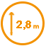 Height of the unit 2.80 m. A 10 m² unit has a volume of 28 m3.